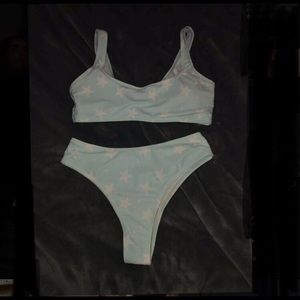 light blue with white star bikini